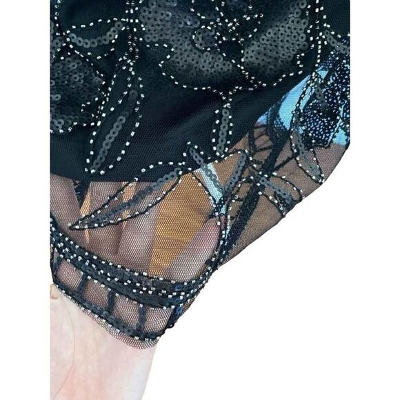 𝅺main Strip Beaded Sequin Dress Black Sleeveless Size L New With Tags - Picture 5 of 9